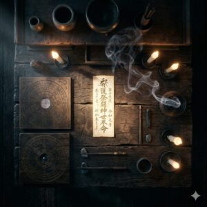 陰陽道の六壬神課によって時空を計算された本物の還呪詛符（護符）